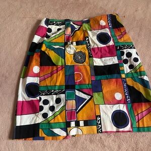 VINTAGE 90s The Limited Colorful Geometric Mini Skirt